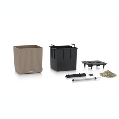 Lechuza USA 16" Sand Brown All In One Cube Wicker Planter. View a larger version of this product image.