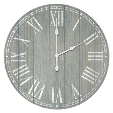 Elegant Designs Wood Plank 23" Large Rustic Coastal Wall Clock, Dark Gray Wash. View a larger version of this product image.