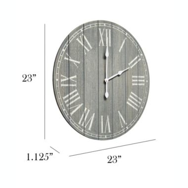Elegant Designs Wood Plank 23" Large Rustic Coastal Wall Clock, Dark Gray Wash. View a larger version of this product image.