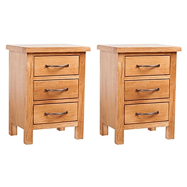 vidaXL Nightstands 2 pcs 15.8"x11.8"x21.3" Solid Oak Wood. View a larger version of this product image.