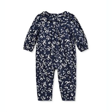 Ralph Lauren Baby Girl's Floral Long Sleeve Romper Thames Floral Blue Size 18 Months. View a larger version of this product image.