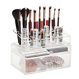 Glamlily Clear Makeup Organizer with Storage Drawers for Brushes, Lipstick and Vanity (9.4 x 5.9 x 6.8 in)