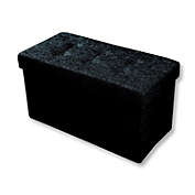 ITY International - Large Fabric Folding Ottoman/Footrest with Storage, 30&quot; x 14.75&quot; x 15.75&quot;, Black