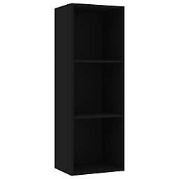 vidaXL 3-Tier Book Cabinet Black 15.7