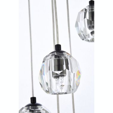 Elegant Lighting Luxurious Eren Adjustable Hanging 18 Lights Pendant for Living Room, Kitchen, Bedroom & Hallway, Black. View a larger version of this product image.
