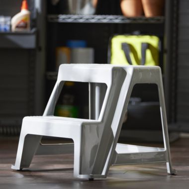 Gracious Living Sturdy Non Slip Plastic 2-Level Home Step Stool. View a larger version of this product image.