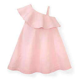 Hope & Henry Girls' One Shoulder Flounce Dress (Light Pink, 4)