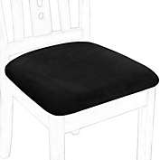 PiccoCasa Chair Seat Covers for Dining Room Set of 4, Velvet Washable Fitted Removable Parsons Chair Chair Seat Covers Kitchen Square Chair Seat Slipcovers, Black