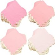 Sparkle and Bash 100 Pack Pink Scalloped Cocktail Napkins with Gold Foil Accents for Bridal and Baby Shower (3-Ply, 5 x 5 In)