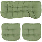 Sunnydaze Indoor/Outdoor Olefin Polyester Replacement Settee Back and Seat Cushion Set for Bench, Couch, or Loveseat - Green - 3pc