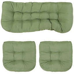 U-Shaped Olefin Tufted Setee Cushion Set Outdoor Patio Accessory Set of 3 Green