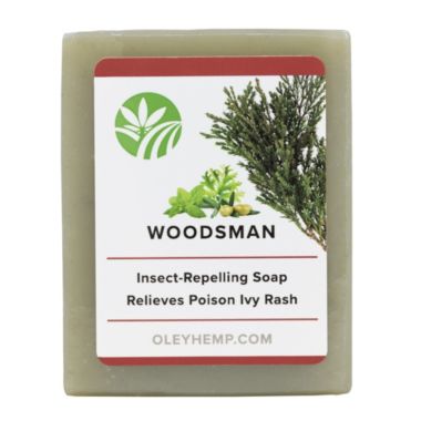 Oley Hemp Infused Natural Woodsman Insect Repelling Poison Ivy Soothing Bar Soap, 4.3 Ounces. View a larger version of this product image.