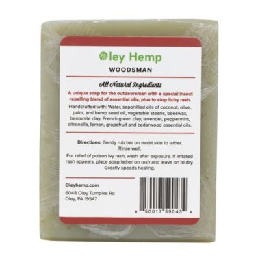 Oley Hemp Infused Natural Woodsman Insect Repelling Poison Ivy Soothing Bar Soap, 4.3 Ounces. View a larger version of this product image.