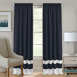 Kate Aurora 2 Pack Shabby Linen Farmhouse Sheer Flax Window Curtains - 52 in. W x 84 in. L, Navy