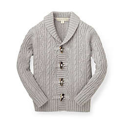 Hope & Henry Boys Grey Shawl Collar Cable Sweater, Grey, 3-6 Months