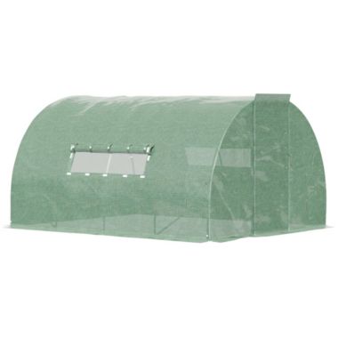 Outsunny 12.5' x 10' x 6.5' Large Walk-in Tunnel Greenhouse, Portable Garden Planting Hot House with PE Cover, Green. View a larger version of this product image.