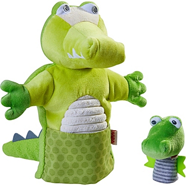 HABA Crocodile With Baby Hatchling - Hand Puppet and Finger Puppet 2 Pc Set. View a larger version of this product image.