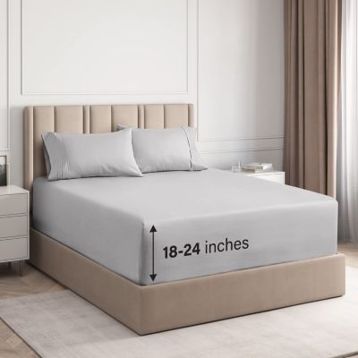 CGK Unlimited 4 Piece Deep Pocket Microfiber Sheet Set - King - Light Grey