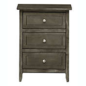 Passion Furniture Daniel 3-Drawer Gray Nightstand (25 in. H x 15 in. W x 19 in. D)
