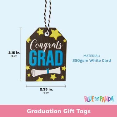 Blue Panda Gift Tags with String for Graduation Gifts, 2022 Congrats Grad (6 Designs, 120 Pieces). View a larger version of this product image.