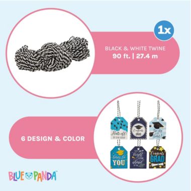 Blue Panda Gift Tags with String for Graduation Gifts, 2022 Congrats Grad (6 Designs, 120 Pieces). View a larger version of this product image.