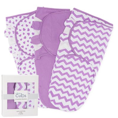 Swaddle Blanket Baby Girl Boy Easy Adjustable 3 Pack Infant Sleep Sack Wrap Newborn Babies by Comfy Cubs (Large 3-6 Months, Purple)