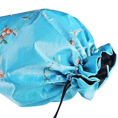 Wrapables Beautiful Embroidered Silk Travel Bag for Lingerie and Shoes Sky Blue 