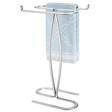 White mDesign Metal Hand Towel Holder Stand for Bath Vanity Countertop 2 Pack 
