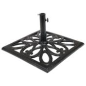 Sunnydaze Outdoor Heavy-Duty Cast Iron Decorative Imperial Geometric Design Square Patio Umbrella Base - 16" - Black