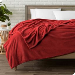 Bare Home Microplush Fleece Blanket - Ultra-Soft Velvet - Luxurious Fuzzy Fleece - Cozy Lightweight - Easy Care - All Season (Red, Full/Queen)