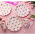 Alternate image 1 for Blue Panda Floral Paper Napkins, Vintage Pink Roses Party Napkins (6.5 Inches, 100 Pack)