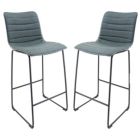 Alternate image 0 for LeisureMod Brooklyn 29.9 Modern Leather Bar Stool With Black Iron Base & Footrest Set of 2