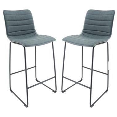 LeisureMod Brooklyn 29.9 Modern Leather Bar Stool With Black Iron Base & Footrest Set of 2. View a larger version of this product image.