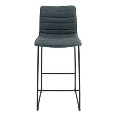 LeisureMod Brooklyn 29.9 Modern Leather Bar Stool With Black Iron Base & Footrest Set of 2. View a larger version of this product image.