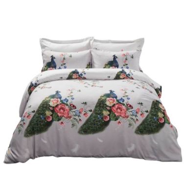 Dolce Mela Home Decorative Duvet Cover Set, Queen Size Floral Bedding, - Peacock Dm706Q. View a larger version of this product image.