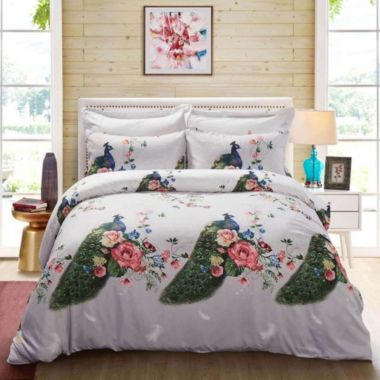 Dolce Mela Home Decorative Duvet Cover Set, Queen Size Floral Bedding, - Peacock Dm706Q. View a larger version of this product image.
