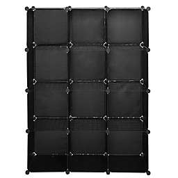 Infinity Merch 12-Cube Storage Shelf Cube Bookcase Organizing in Black