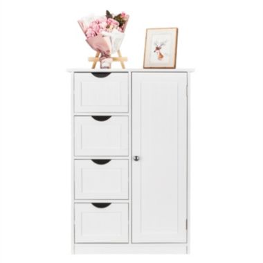 Inq Boutique Single Door Bathroom Storage Cabinet with 4 Drawers White. View a larger version of this product image.