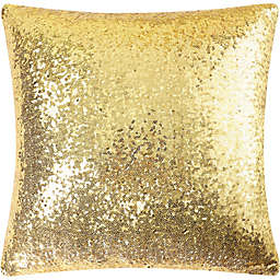 PiccoCasa 1 Pc Sequin Throw Pillow Cover, Glitzy Decorative Cushion Cover, Shiny Sparkling Satin Square Pillowcase Cover for Livingroom Decor Wedding Party, Black, Gold, 18