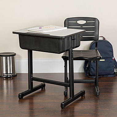 Flash Furniture Adjustable Black Student Chair with Black Pedestal Frame 