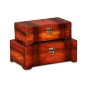 Cheungs Home Decorative Wooden Set of 2 Burlwood Veneer Storage Boxes