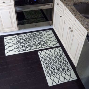 Sussexhome Non Skid Washable Kitchen Runner Rugs Set of 2 - Ultra-Thin Lattice Area Rugs for Laundry Room, Entryway, Bathroom - Multipurpose Set of 44 x 24 and 31.5 x 20 Inches Floor Mats. View a larger version of this product image.