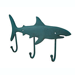 Zeckos Cast Iron Shark Shaped Verdigris Decorative Wall Hook