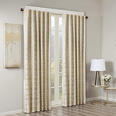 JLA Home SunSmart Cassius Jacquard Blackout Curtain For Bedroom, Luxury Gold Single Window Panel Living Room Family-Room Kitchen, Rod Pocket, 1-Panel Pack, 50x95", Gold. View a larger version of this product image.