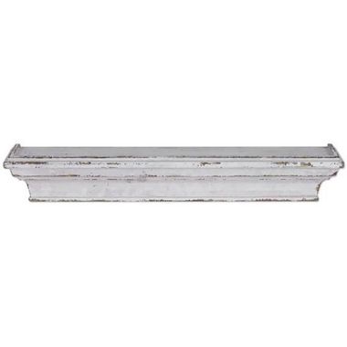 TX USA Cheyenne 24" Solid Wood Floating Wall Shelf with Raised Edges - Distressed White. View a larger version of this product image.