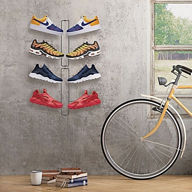 mDesign Metal Shoe Display & Storage Rack, 2 Tier, Wall Mount, 2 Pack. View a larger version of this product image.