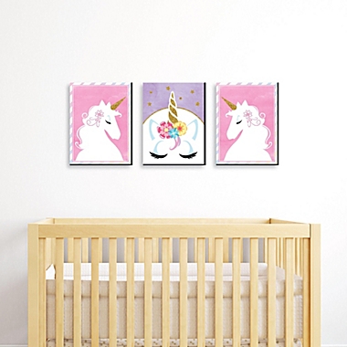 3 Personalised Rainbow Unicorn & Mermaid Prints Modern Nursery Wall Art Pictures 