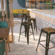 Emma + Oliver Commercial Grade 30"H Backless Distressed Copper Metal Indoor-Outdoor Barstool
