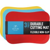 Zulay Kitchen Flexible Cutting Board Mats Set of 3 - Curved Edge (Light Blue, Yellow, Red)