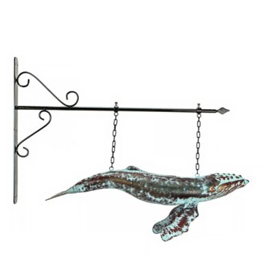 Contrast Metal Verdigris Copper Whale Wall Bracket Hanging Sculpture Outdoor Home Decor. View a larger version of this product image.